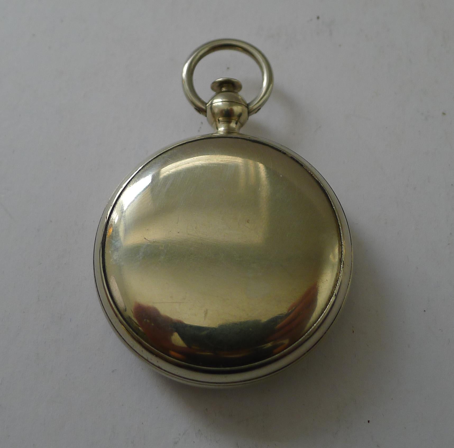 Ancienne boussole anglaise dans un étui avec cadran en émail blanc ; Georgian C.1820 Bon état - En vente à Bath, GB