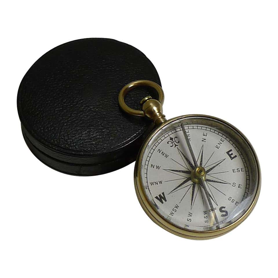 Compass Rnglish Antique English Compass in Case with White Enamel Dial; Georgian circa ...