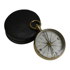 Antique English Compass in Case with White Enamel Dial; Georgian circa 1820