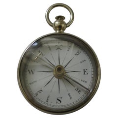Ancienne boussole anglaise dans un étui avec cadran en émail blanc ; Georgian C.1820