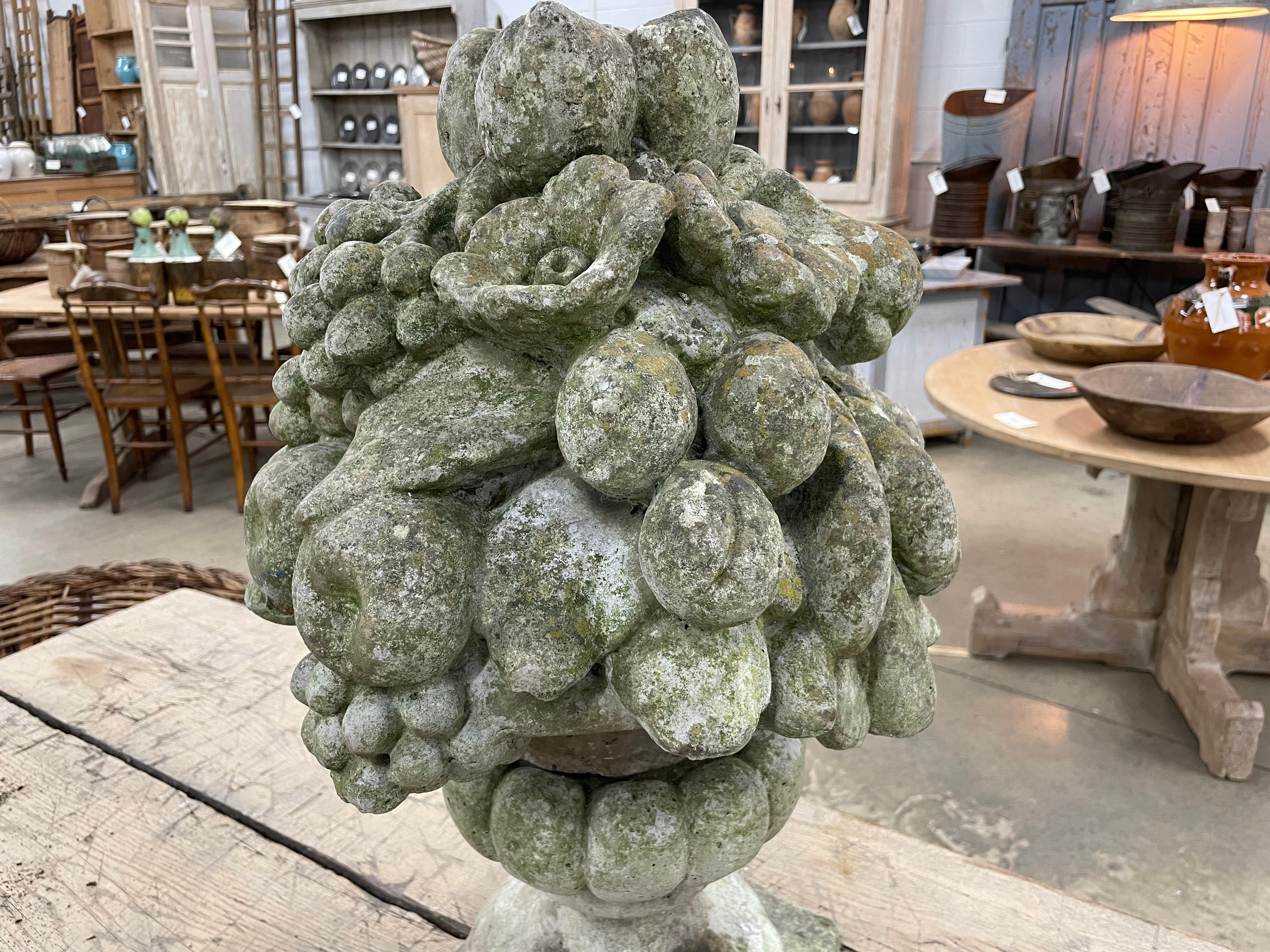 Cast Stone Antique English Composite Stone Fruit Basket For Sale