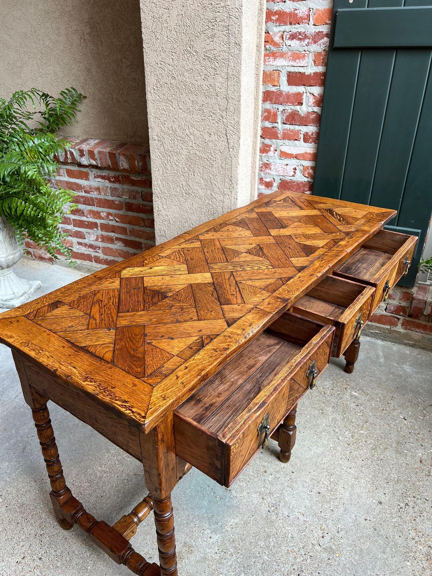 Antique English Console Hall Table Slender Carved Oak 6 Bobbin Legs Sideboard 4