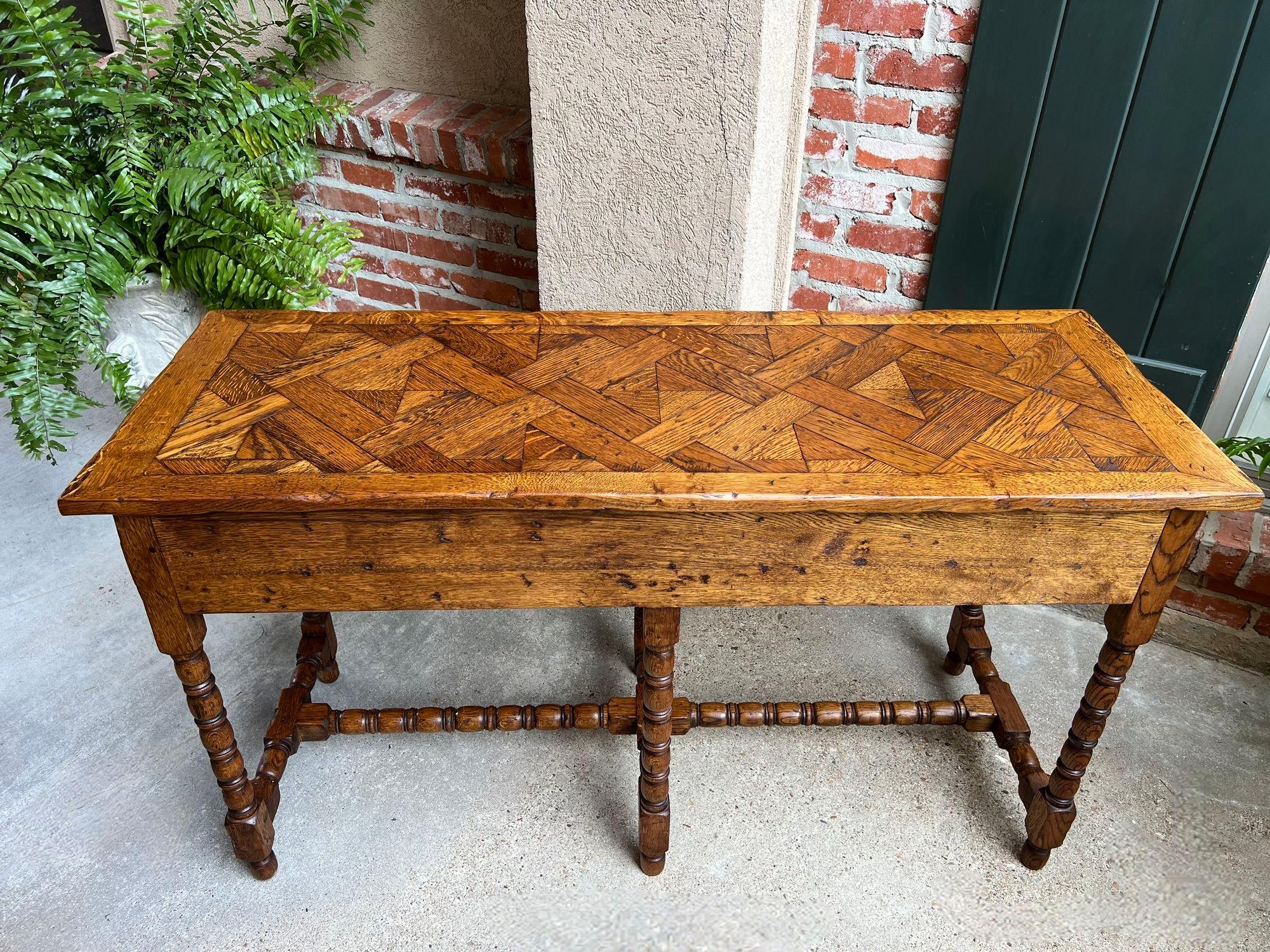 Antique English Console Hall Table Slender Carved Oak 6 Bobbin Legs Sideboard 5