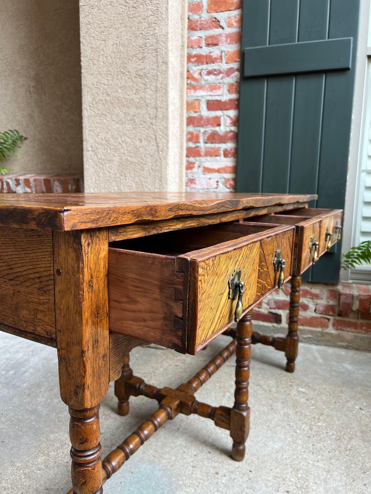 Antique English Console Hall Table Slender Carved Oak 6 Bobbin Legs Sideboard 10