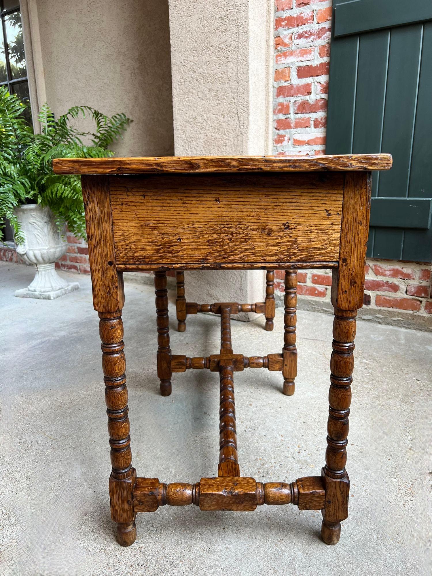Antique English Console Hall Table Slender Carved Oak 6 Bobbin Legs Sideboard 11