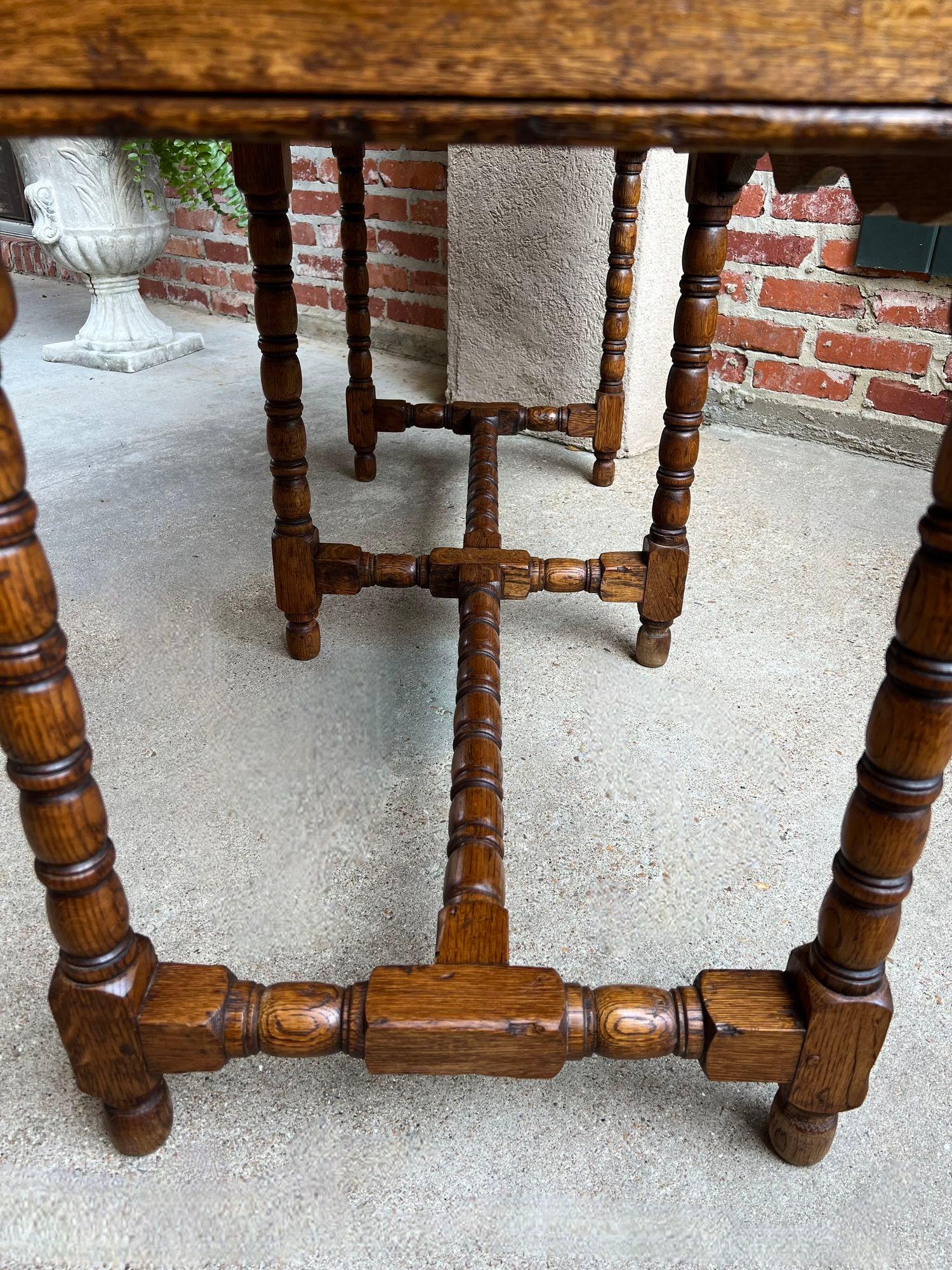 Antique English Console Hall Table Slender Carved Oak 6 Bobbin Legs Sideboard 12