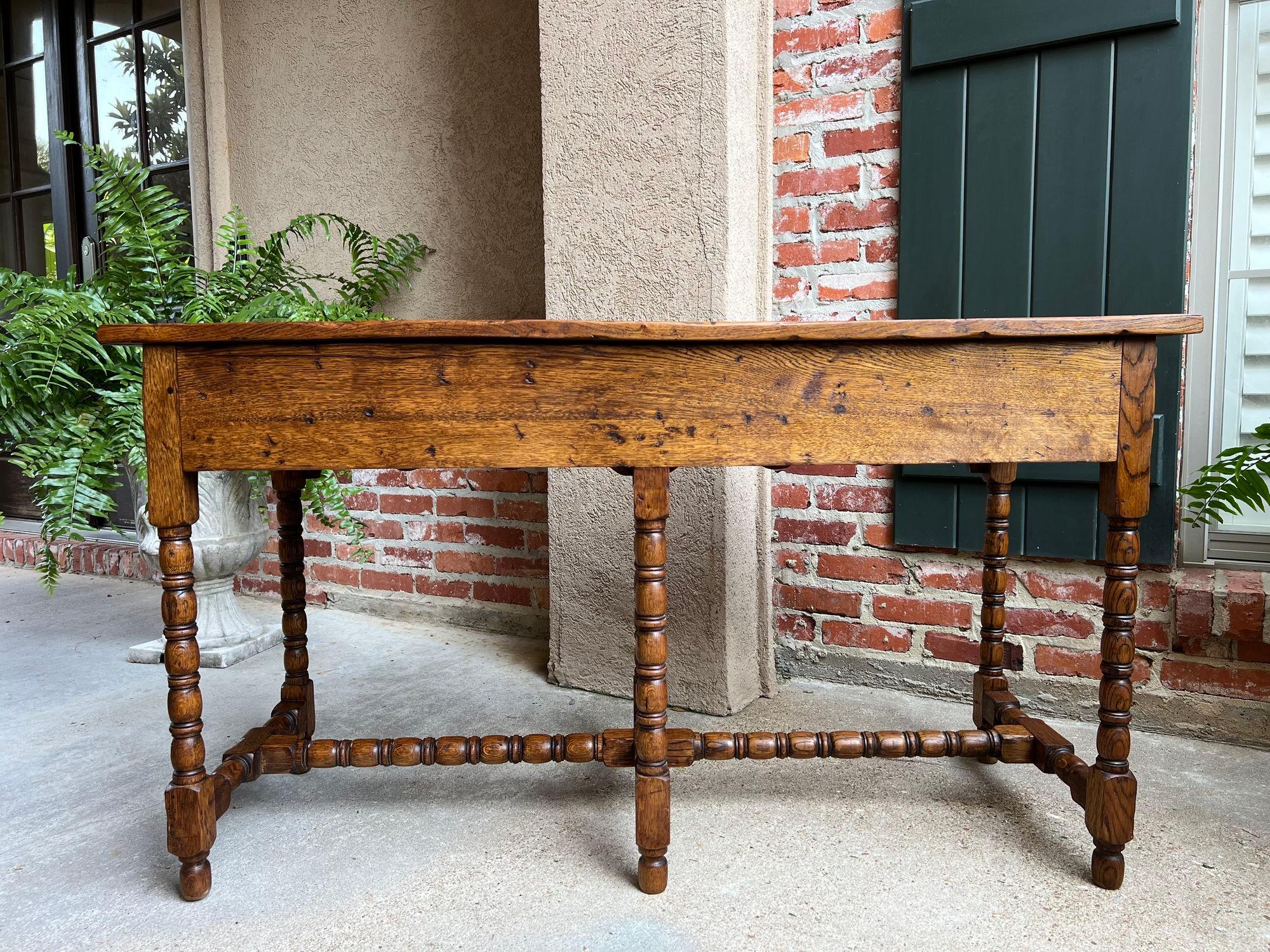 Antique English Console Hall Table Slender Carved Oak 6 Bobbin Legs Sideboard 13