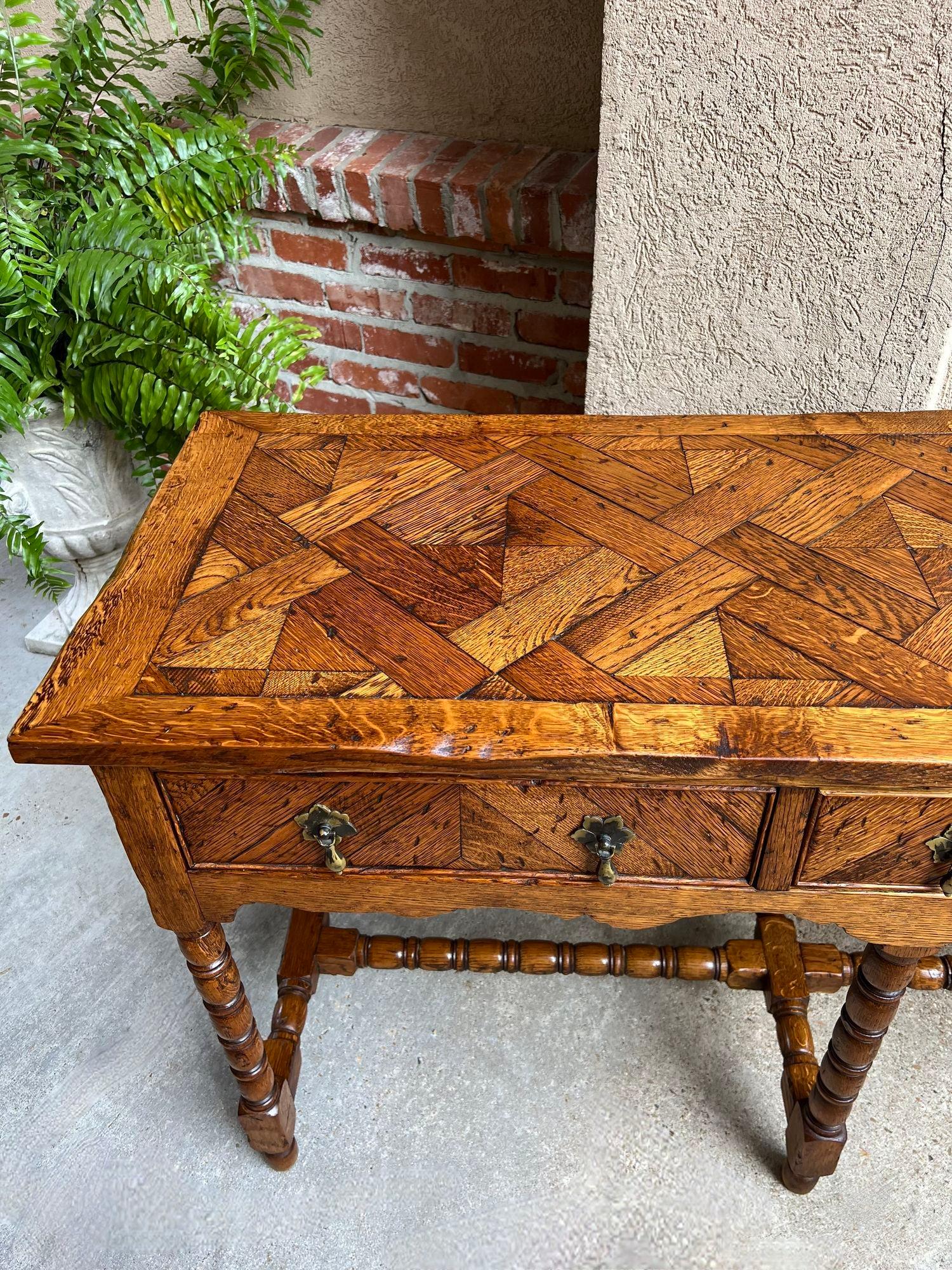 Antique English Console Hall Table Slender Carved Oak 6 Bobbin Legs Sideboard 1