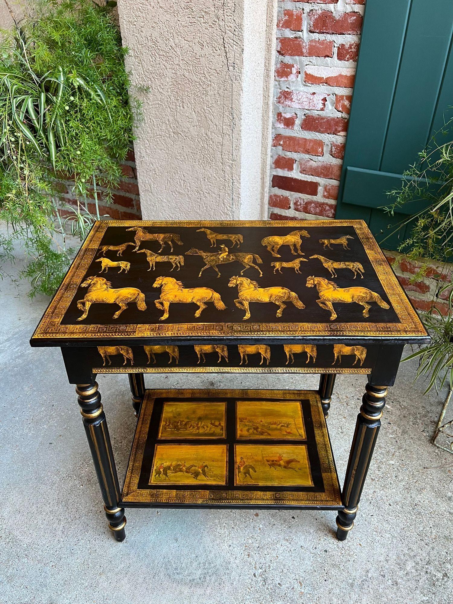 Ancienne console anglaise Table d'appoint Découpage Cheval Equestre Chasse au Renard c1890 en vente 5
