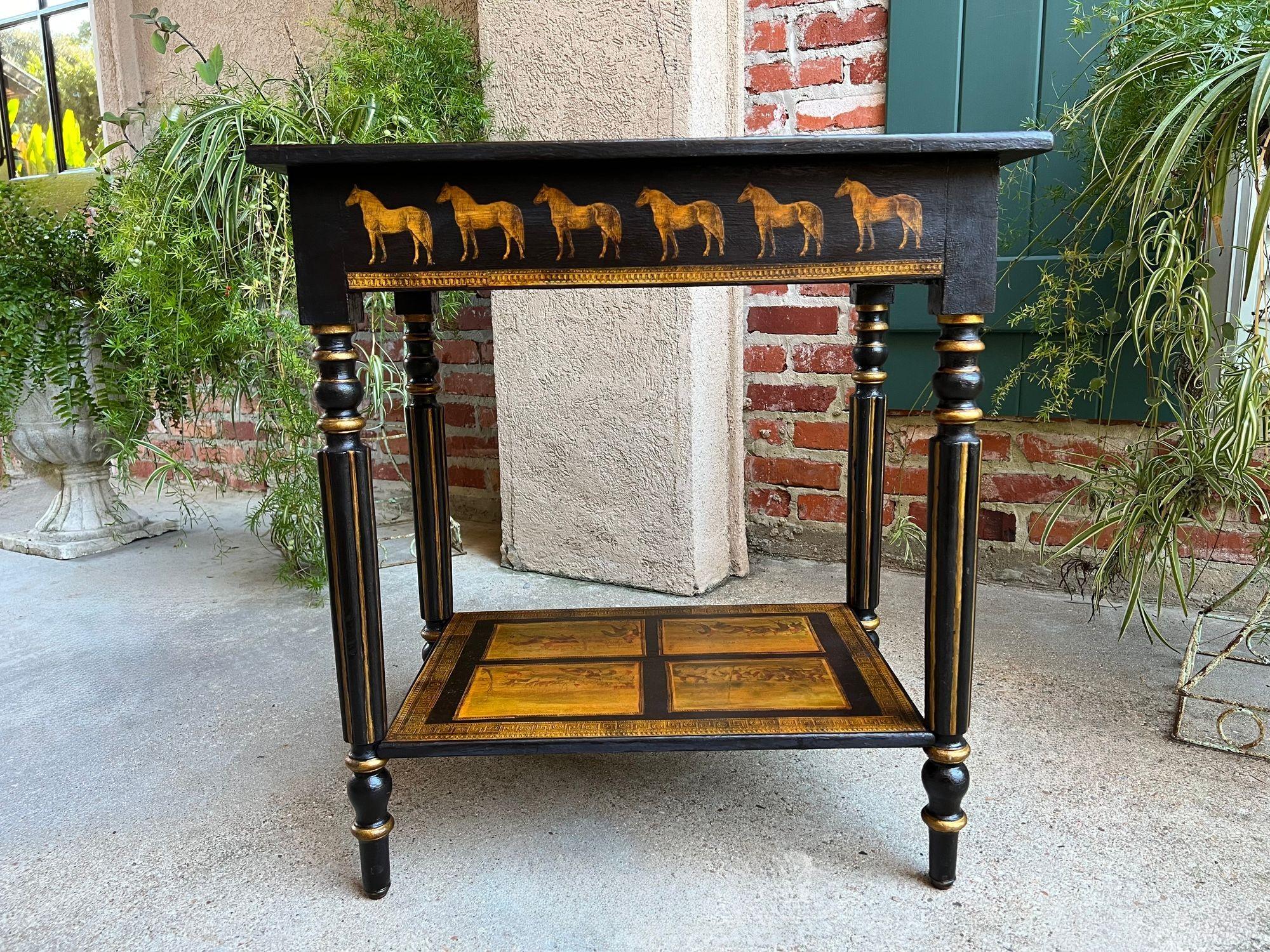 Ancienne console anglaise Table d'appoint Découpage Cheval Equestre Chasse au Renard c1890 en vente 6