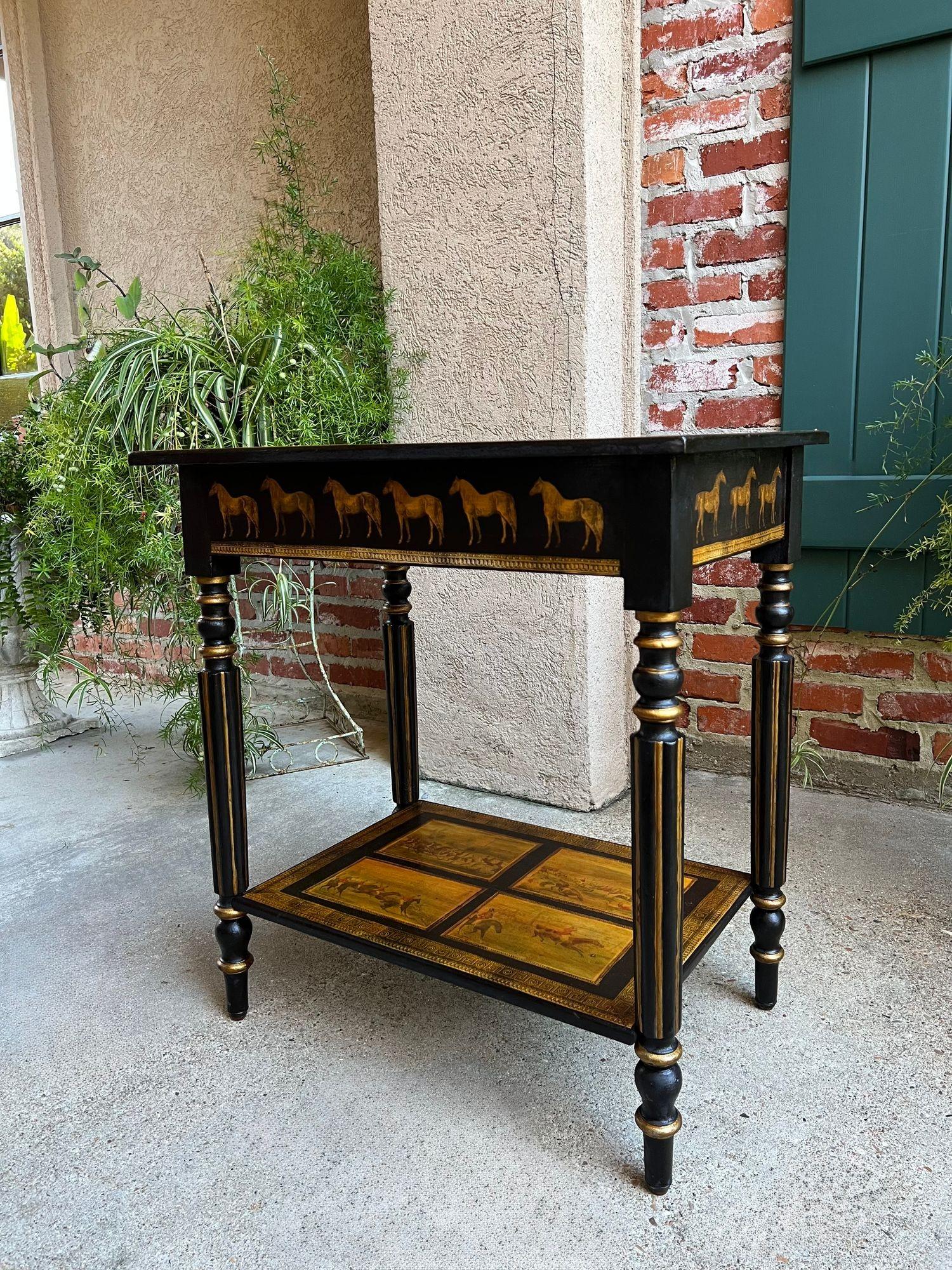 Ancienne console anglaise Table d'appoint Découpage Cheval Equestre Chasse au Renard c1890 en vente 7