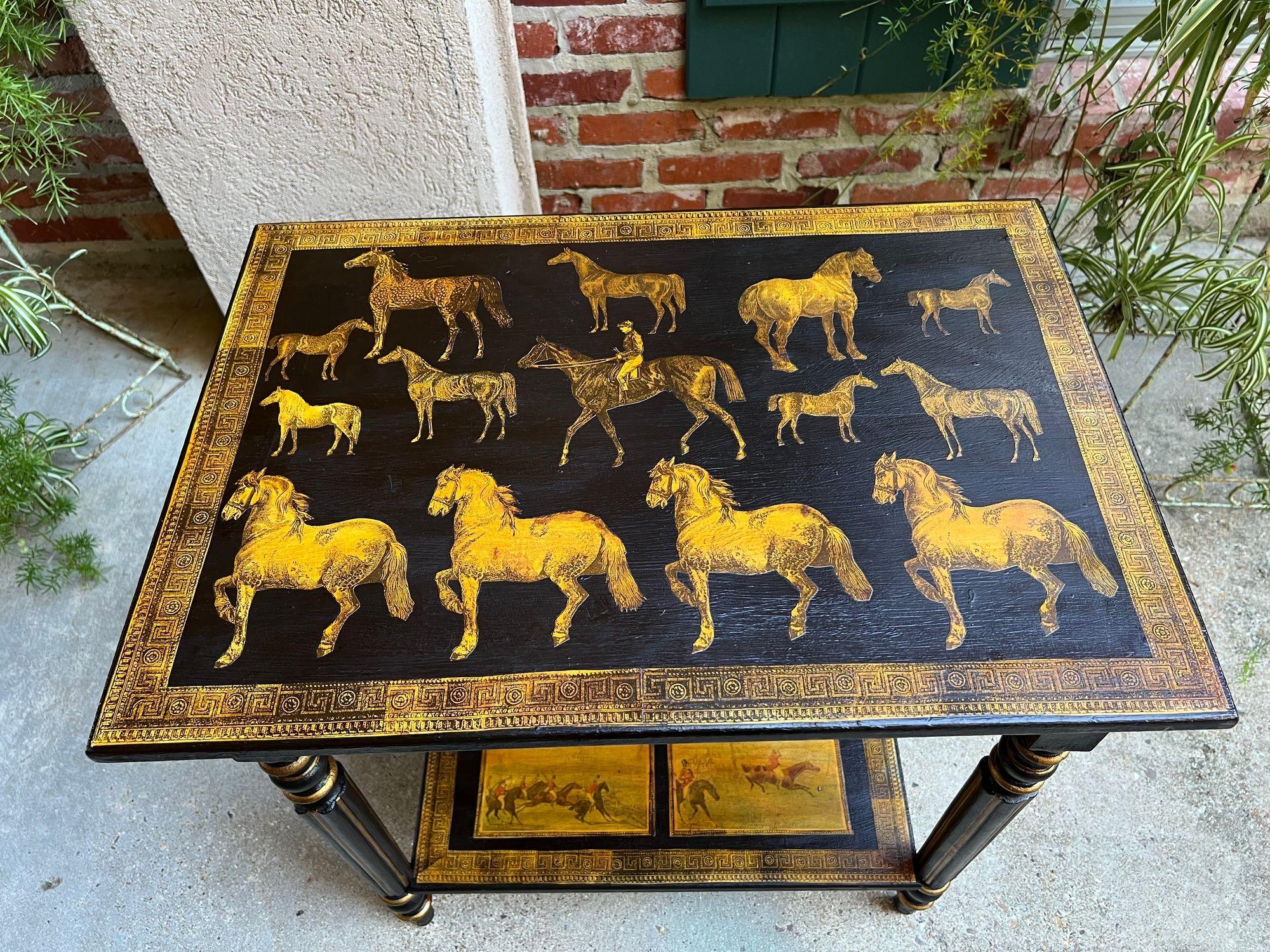 Ancienne console anglaise Table d'appoint Découpage Cheval Equestre Chasse au Renard c1890 en vente 8