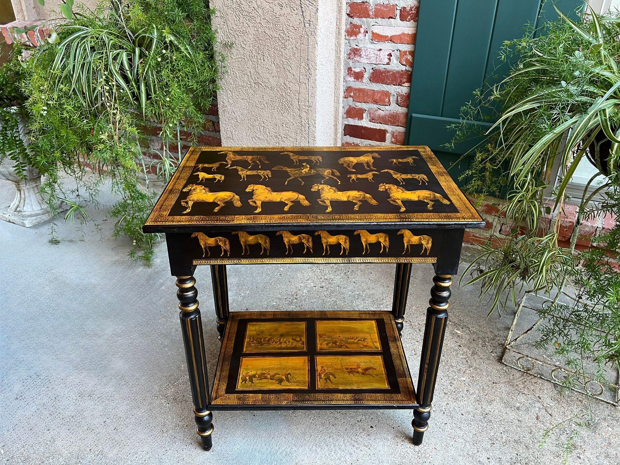Victorien tardif Ancienne console anglaise Table d'appoint Découpage Cheval Equestre Chasse au Renard c1890 en vente