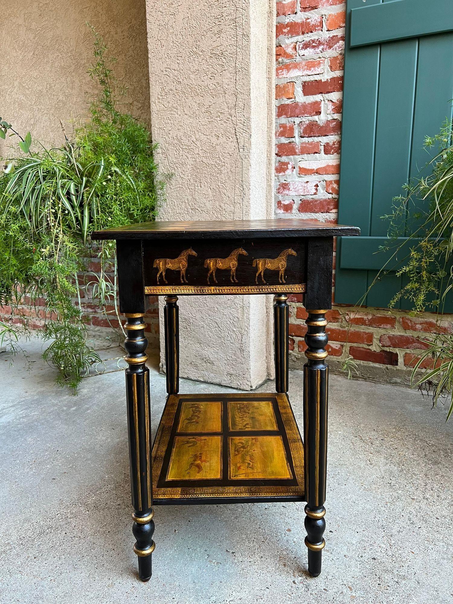 Ancienne console anglaise Table d'appoint Découpage Cheval Equestre Chasse au Renard c1890 en vente 1