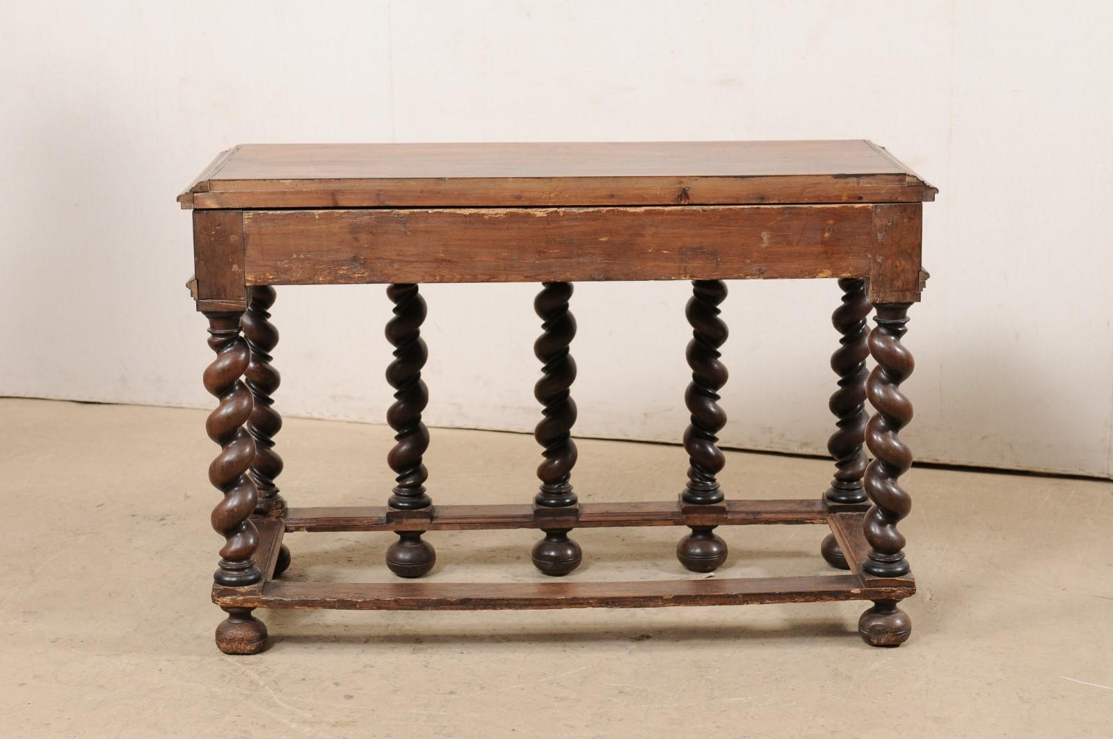 Antique English Console Table Beautifully Presented on Robust Barely Twist Legs For Sale 2