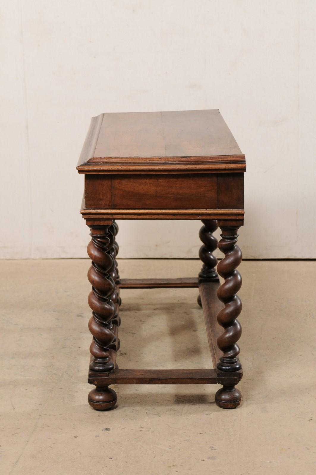Antique English Console Table Beautifully Presented on Robust Barely Twist Legs For Sale 3