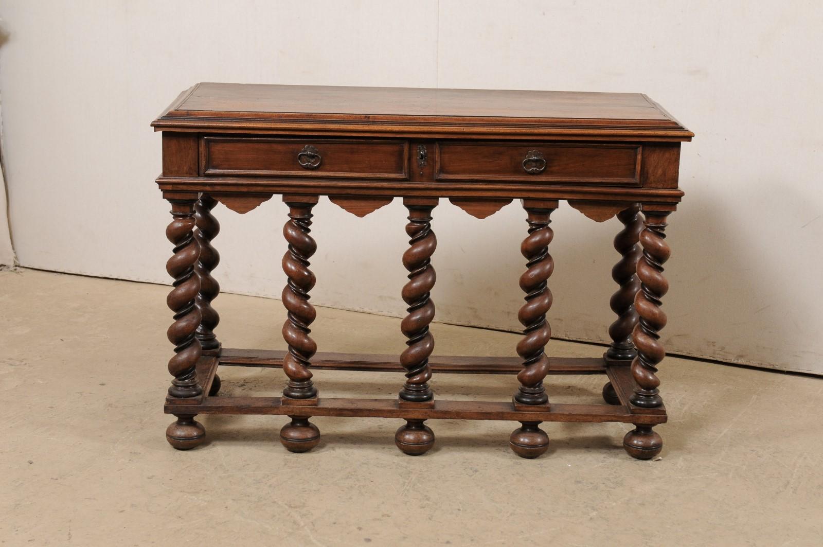 20th Century Antique English Console Table Beautifully Presented on Robust Barely Twist Legs For Sale