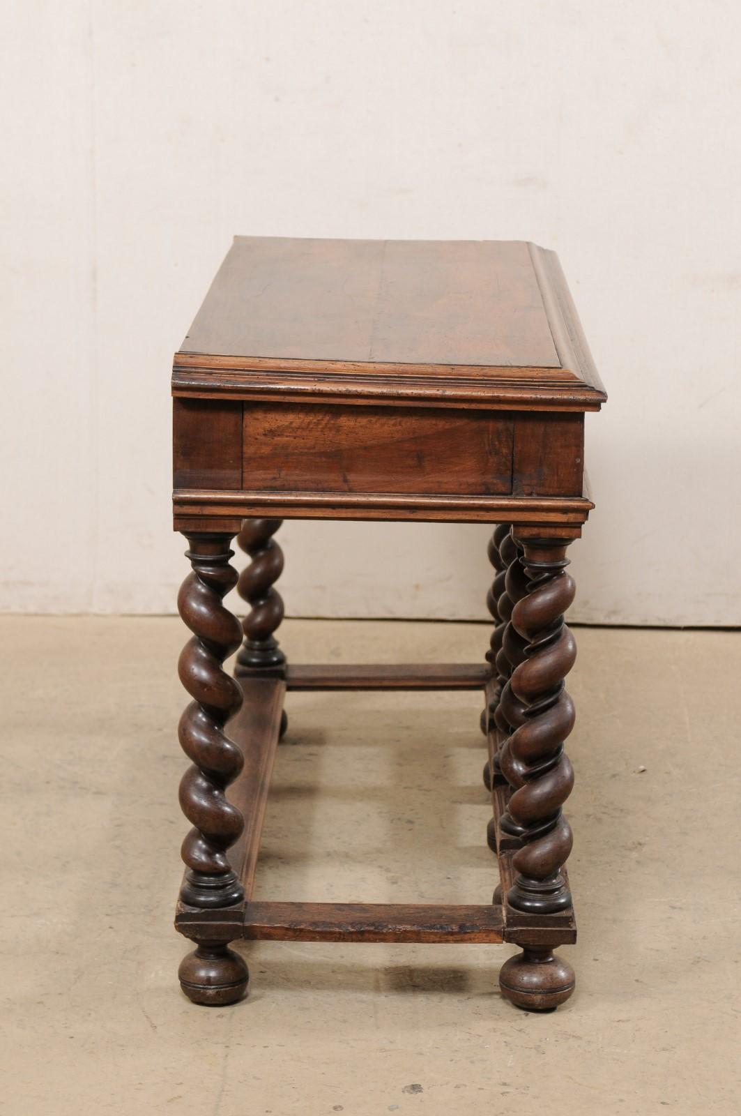 Antique English Console Table Beautifully Presented on Robust Barely Twist Legs For Sale 1
