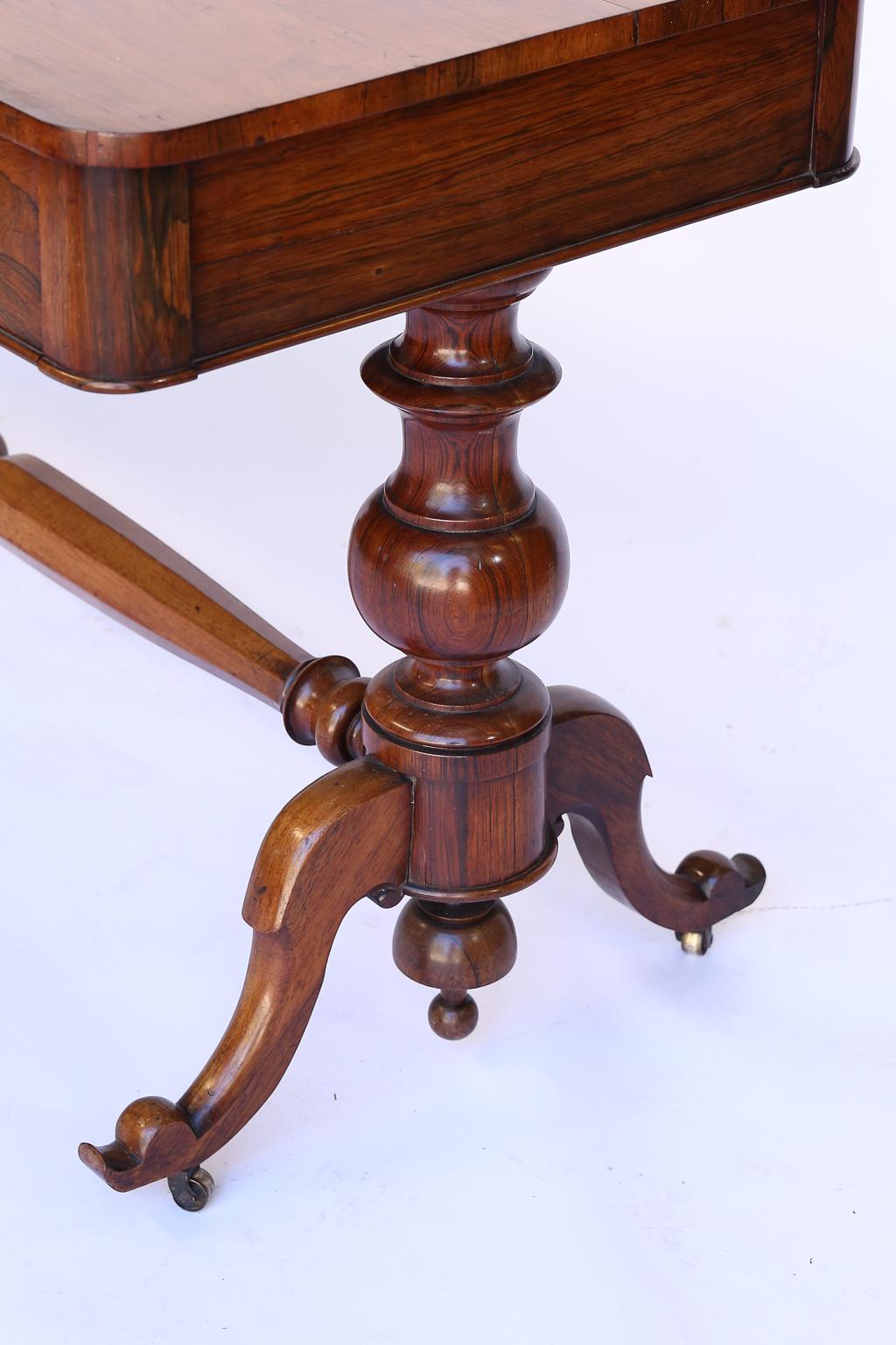 Antique English Console Table with Two Drawers 1