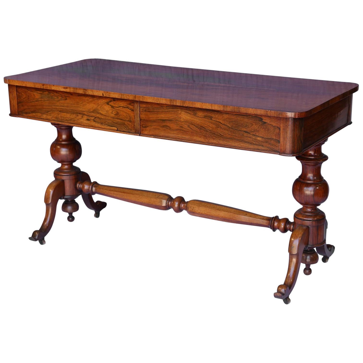 Antique English Console Table with Two Drawers