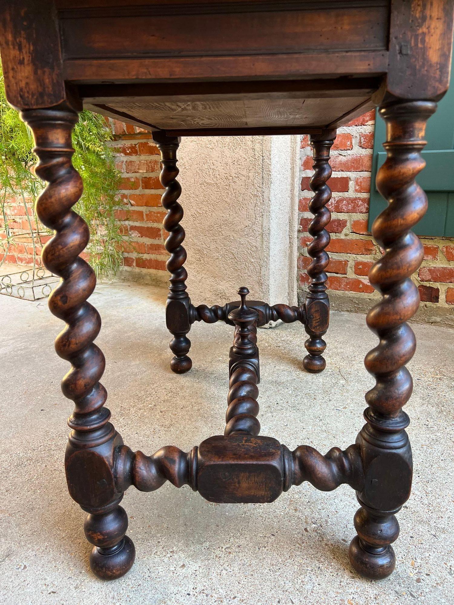 Antique English Console Table Writing Desk Jacobean Barley Twist Carved Oak For Sale 13