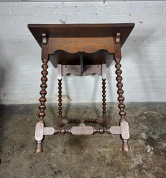 Antique English Console Table Writing Desk Jacobean Barley Twist Carved Oak