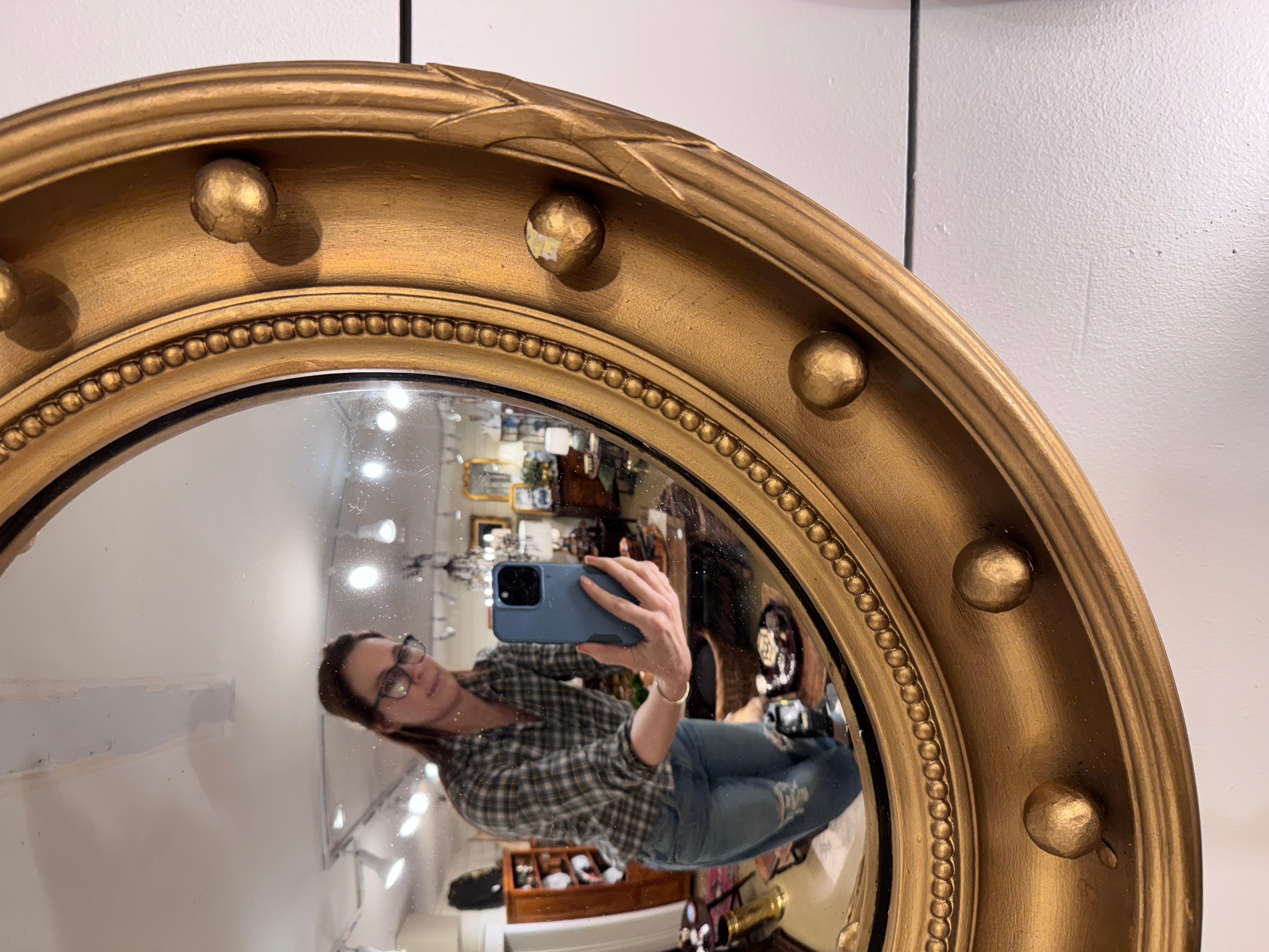 Early 20th Century Antique English Convex Mirror For Sale