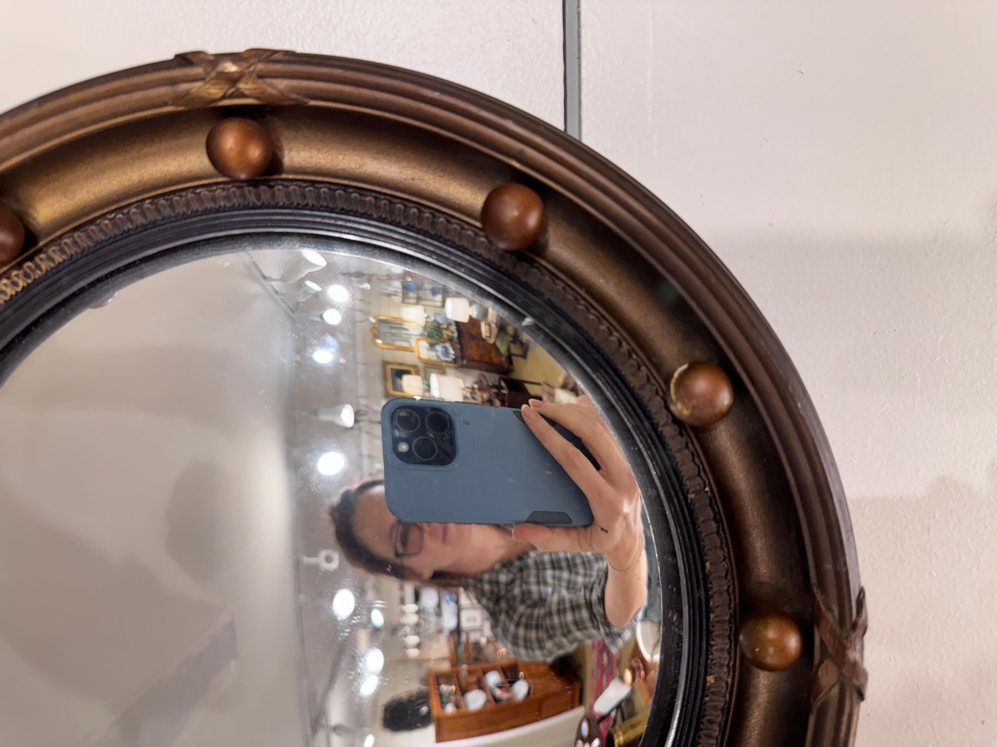 Antique English Convex Mirror For Sale 1