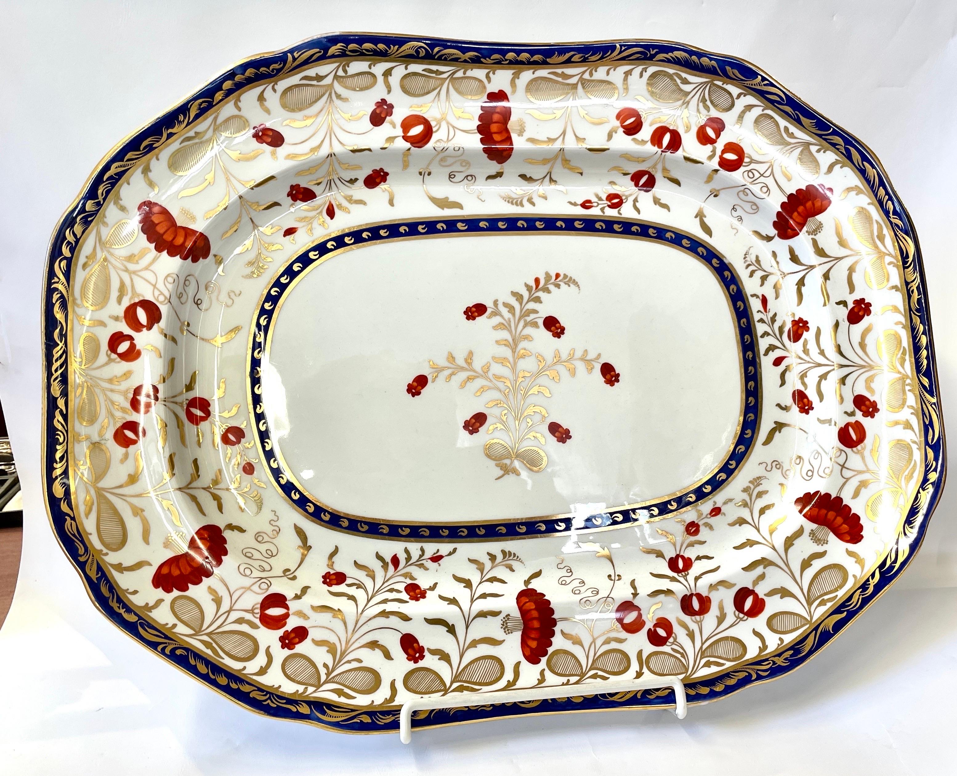 Extraordinary palatial size antique English Copeland Spode hand painted porcelain extremely large Platter. (Please note this is not ironstone, but rather very fine porcelain!) It is made by the Royal Warranted China makers Copeland Spode (the Spode