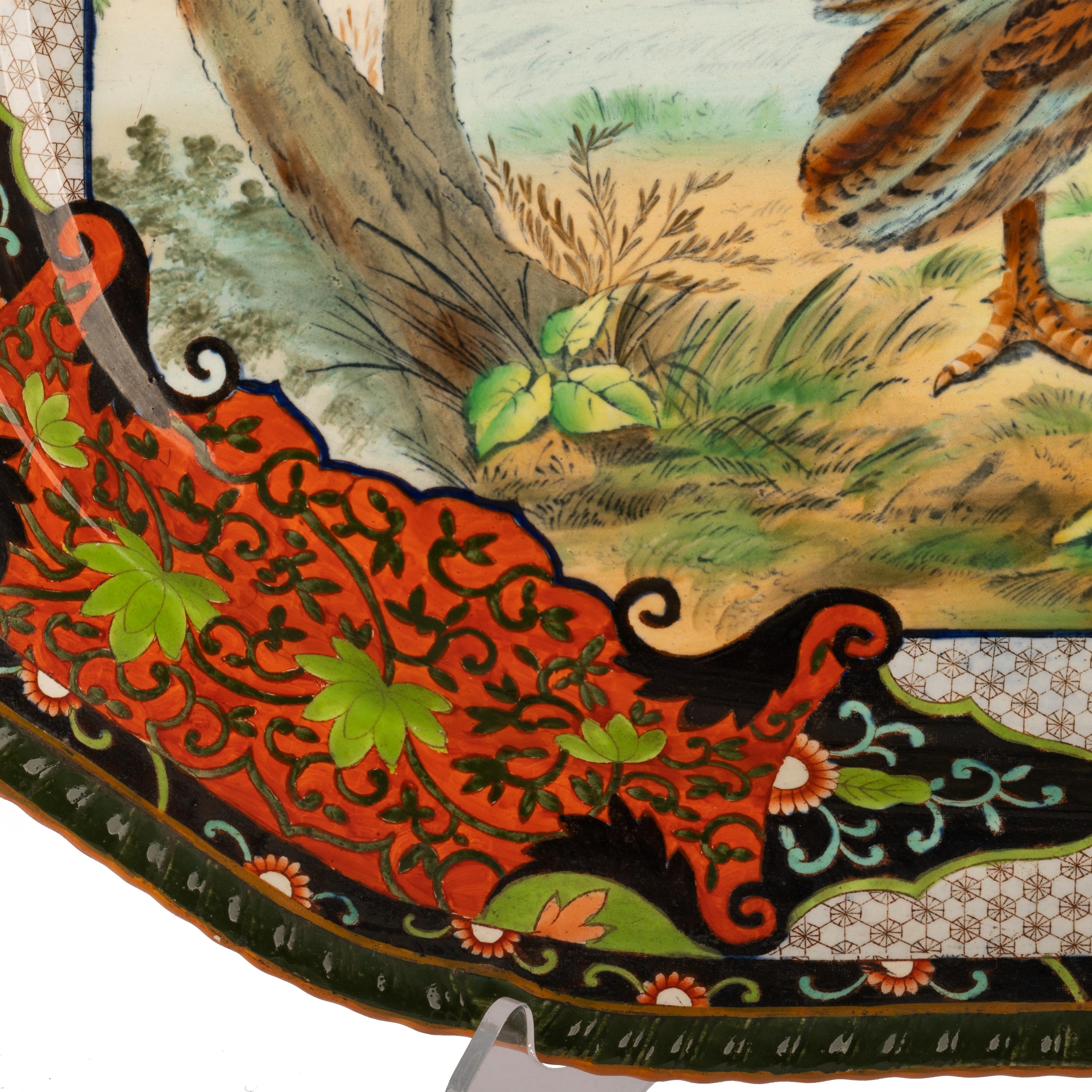 Antique English Copeland Spode Ironstone Thanksgiving Turkey Serving Platter In Excellent Condition In Portland, OR