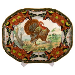 Antique English Copeland Spode Ironstone Thanksgiving Turkey Serving Platter