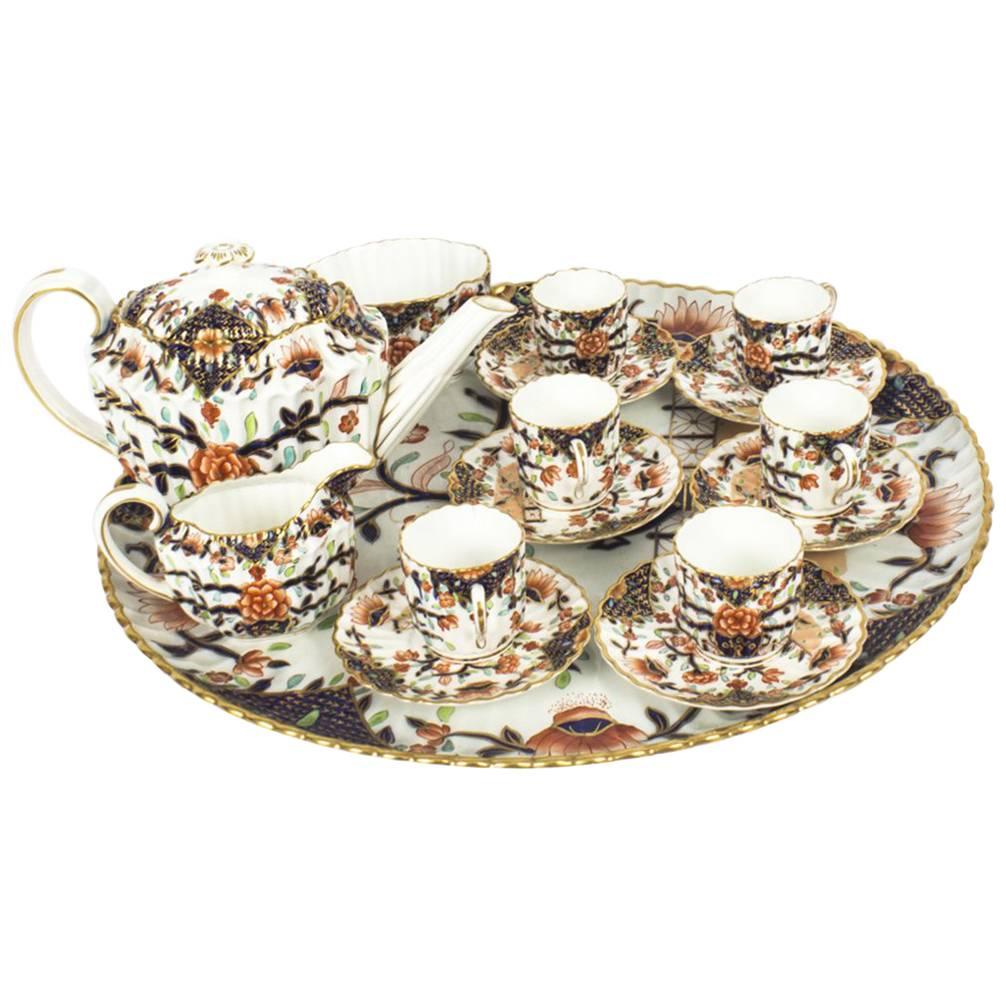 Antique English Copeland Tea Service on Tray Imari Pattern, 19th Century