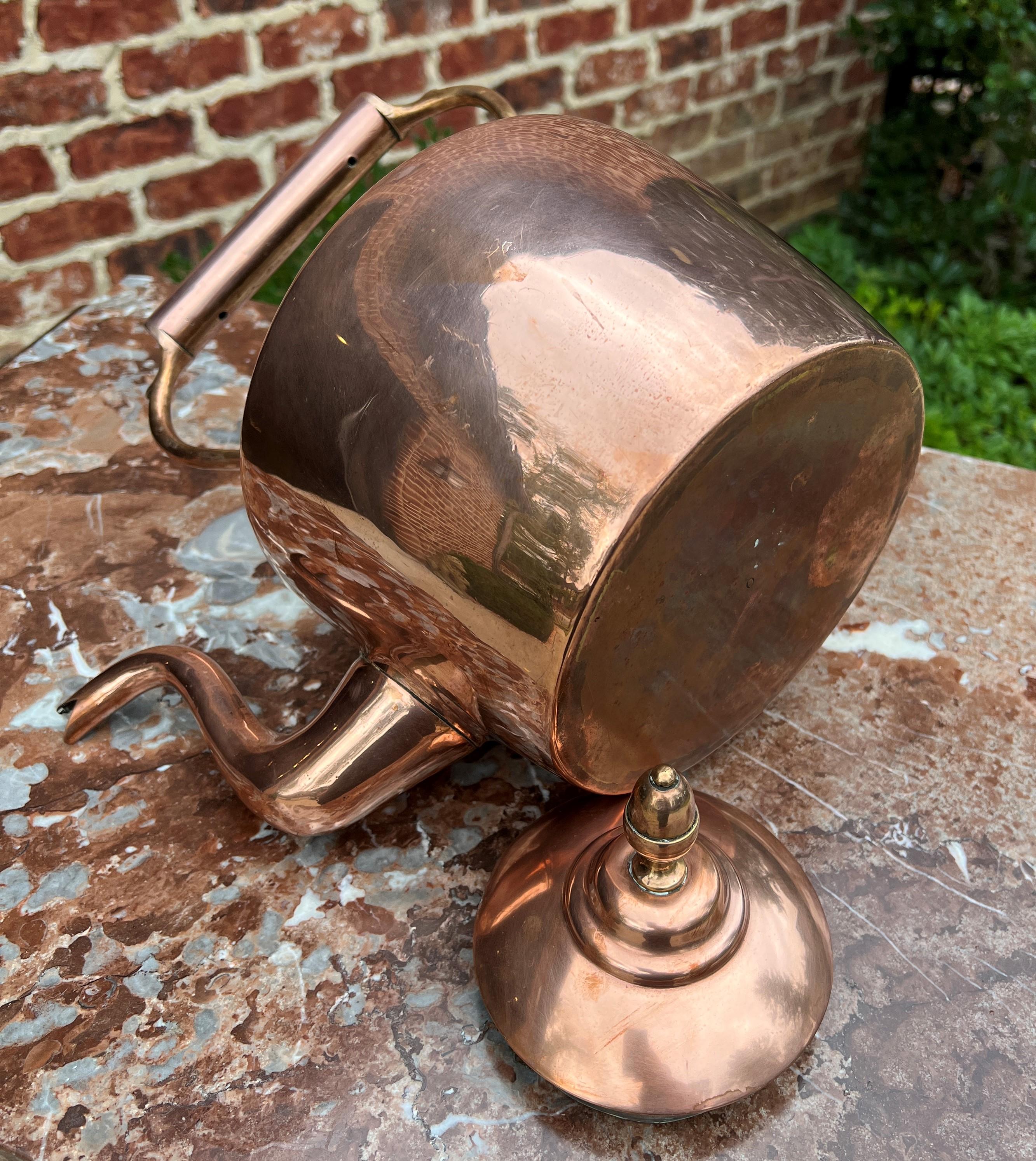 Antique English Copper Brass Tea Kettle Coffee Pitcher Spout Handle #1 c. 1900 For Sale 6