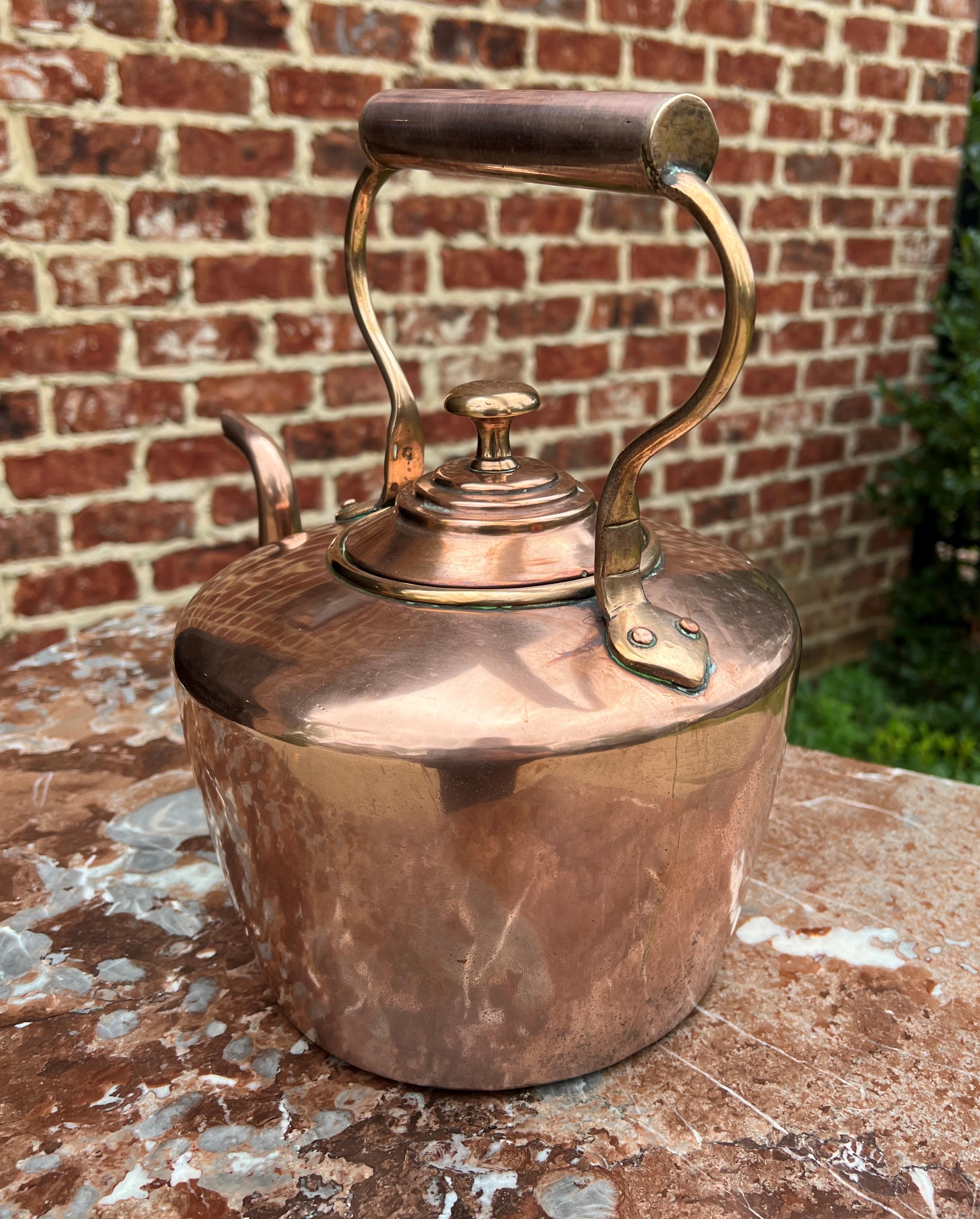 Antique English Copper Brass Tea Kettle Coffee Pitcher Spout Handle #2 C. 1900 4
