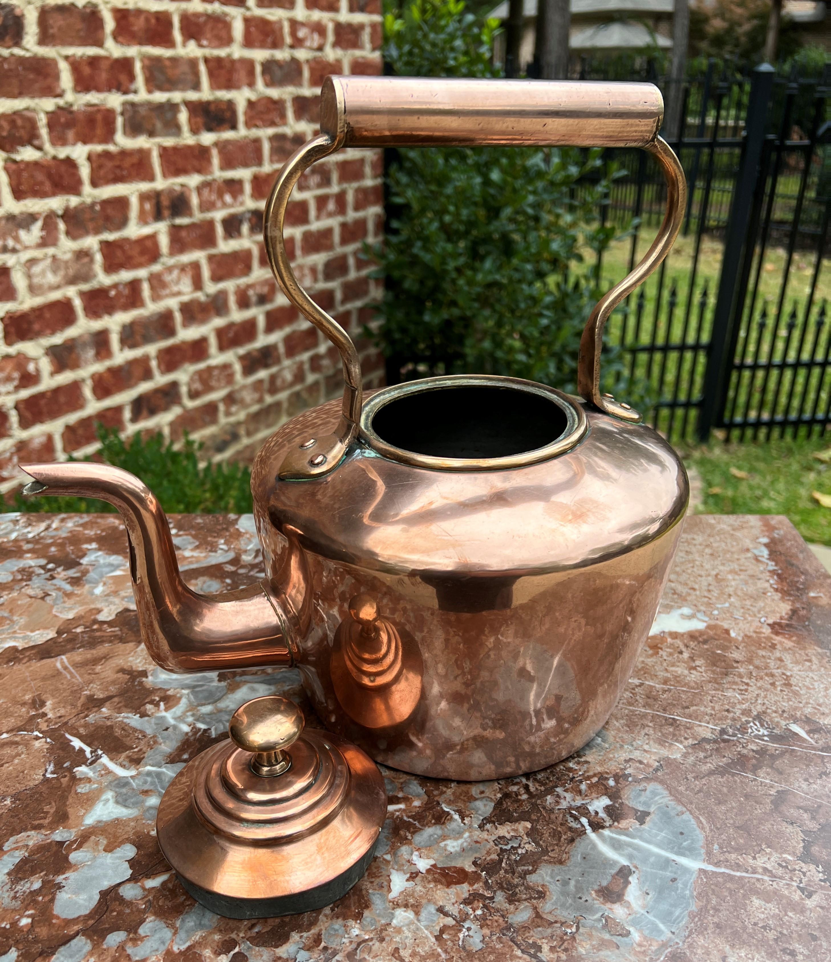 19th Century Antique English Copper Brass Tea Kettle Coffee Pitcher Spout Handle #2 C. 1900