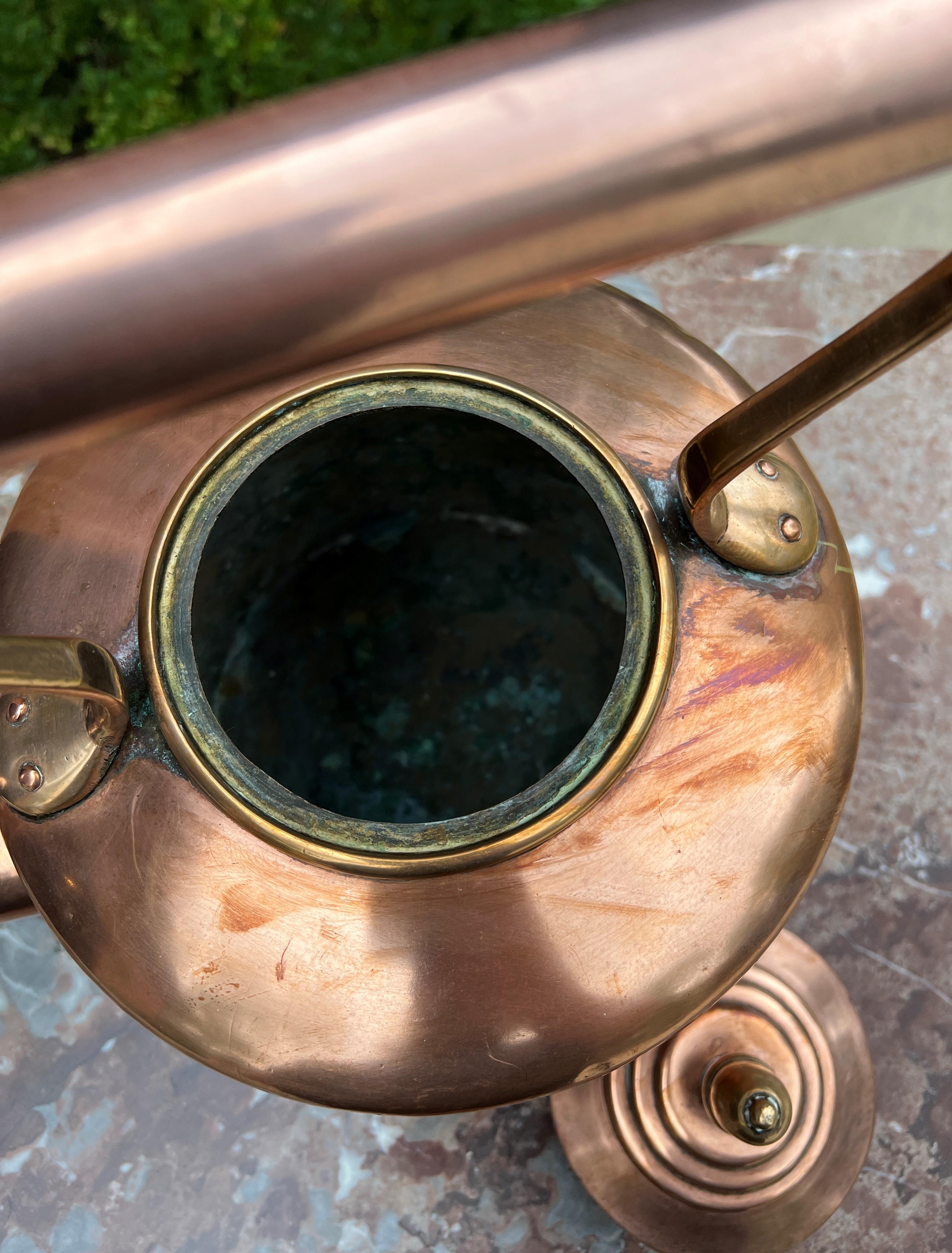 Antique English Copper Brass Tea Kettle Coffee Pitcher Spout Handle #3 c. 1900 6