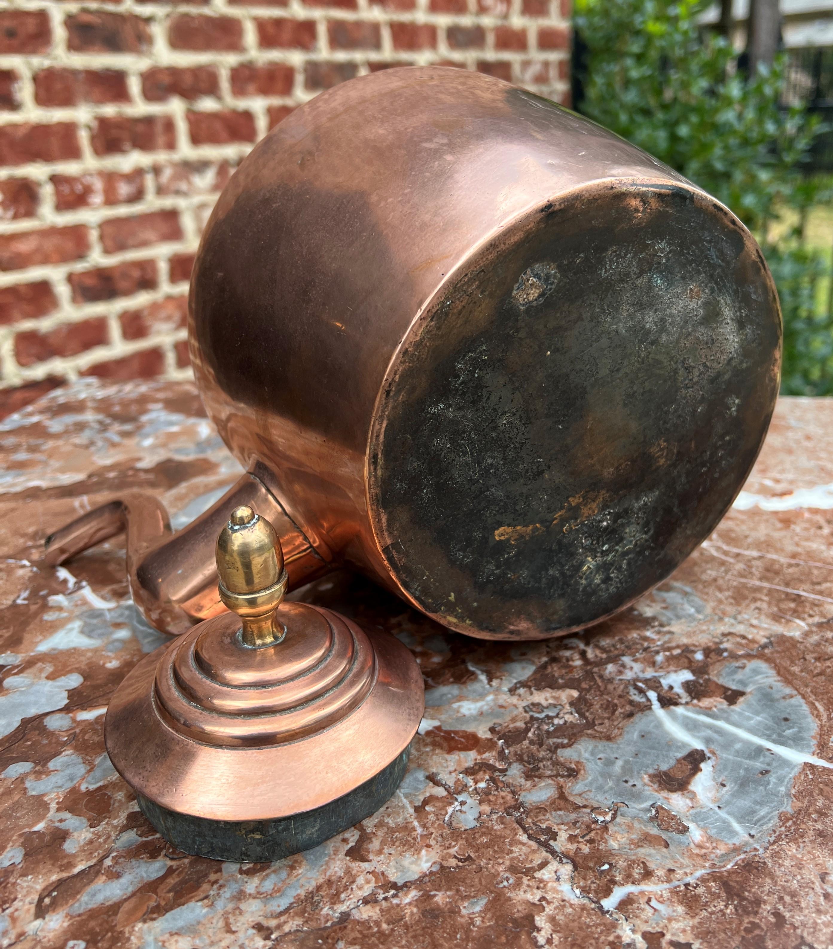 Antique English Copper Brass Tea Kettle Coffee Pitcher Spout Handle #3 c. 1900 7