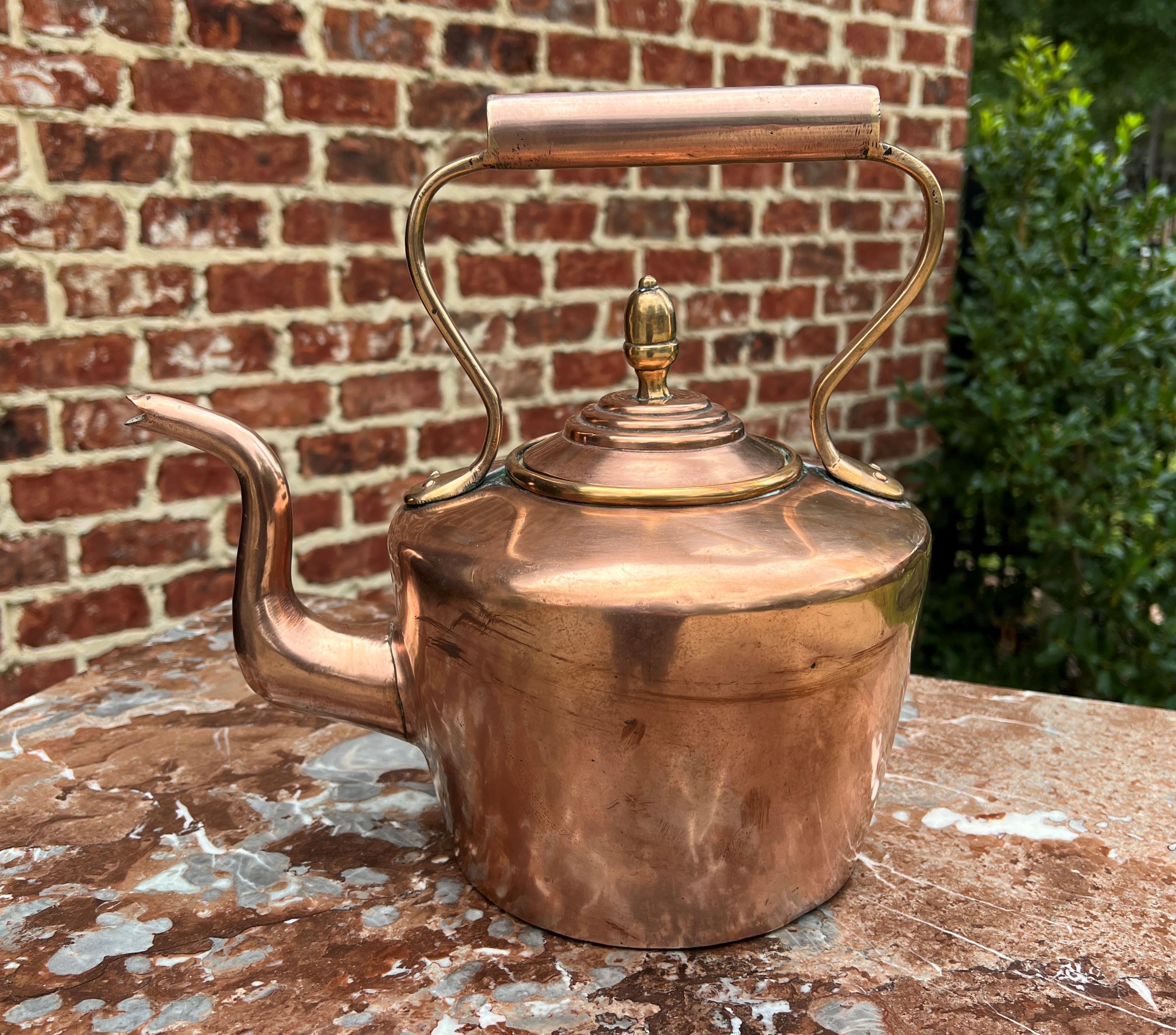 Antique English Copper Brass Tea Kettle Coffee Pitcher Spout Handle #3 c. 1900 2