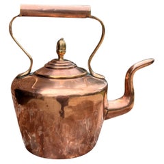 Antique English Copper Brass Tea Kettle Coffee Pitcher Spout Handle #3 c. 1900