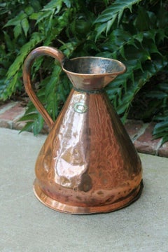 Antique English Copper Flagon Jug Vessel Pitcher Hallmark #2 C. 1900