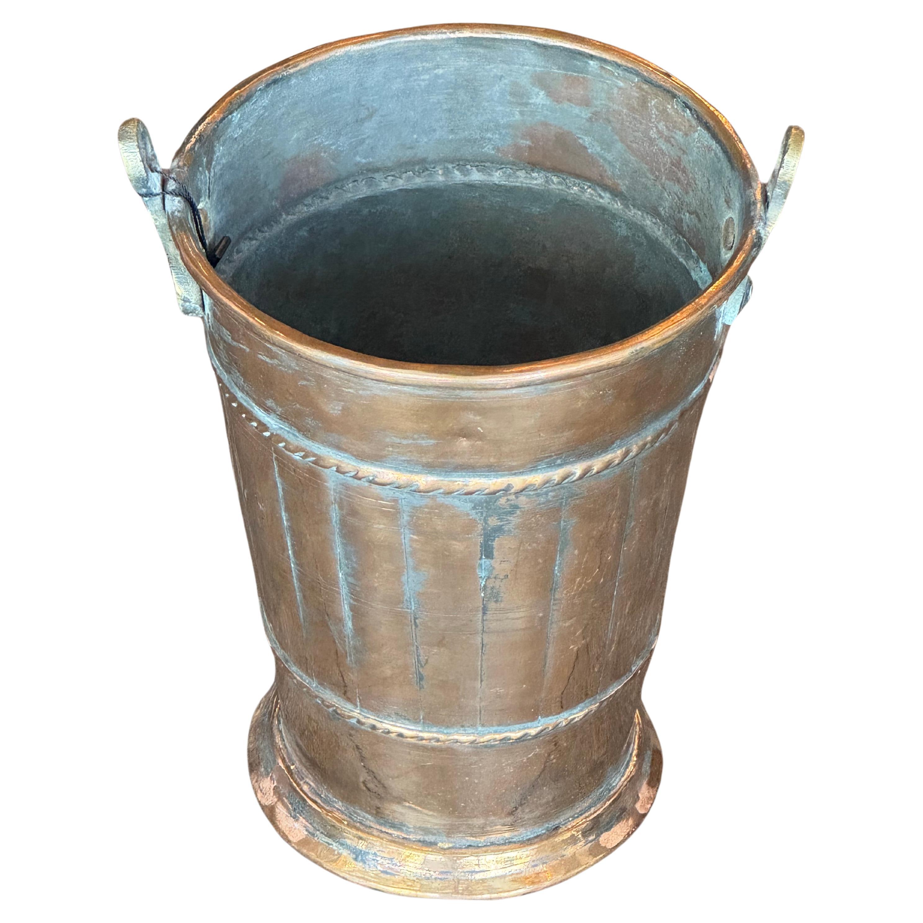 Antique English Copper Plated Ice Bucket For Sale