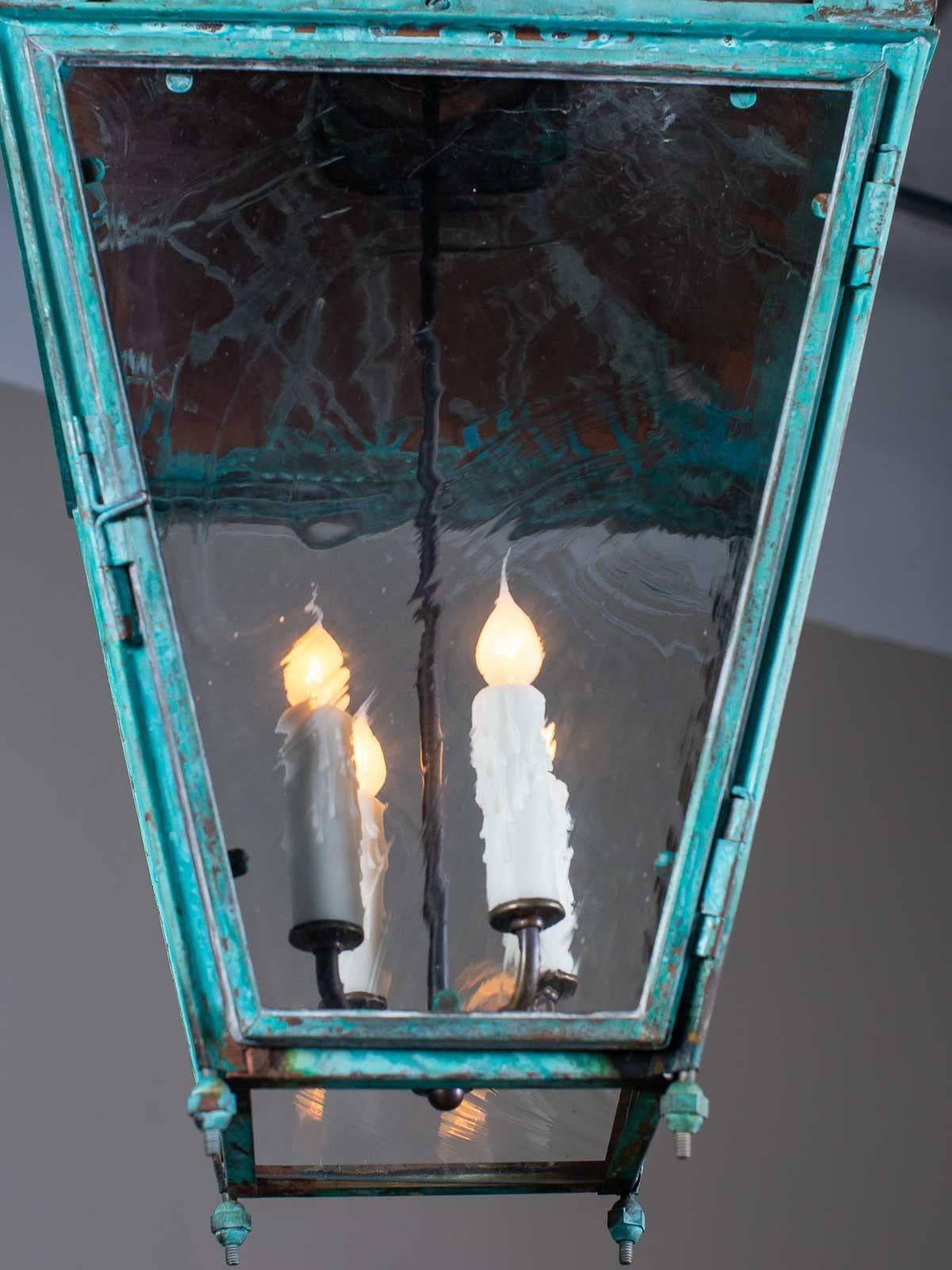 Antique English Copper Verdigris Lantern, circa 1890 5