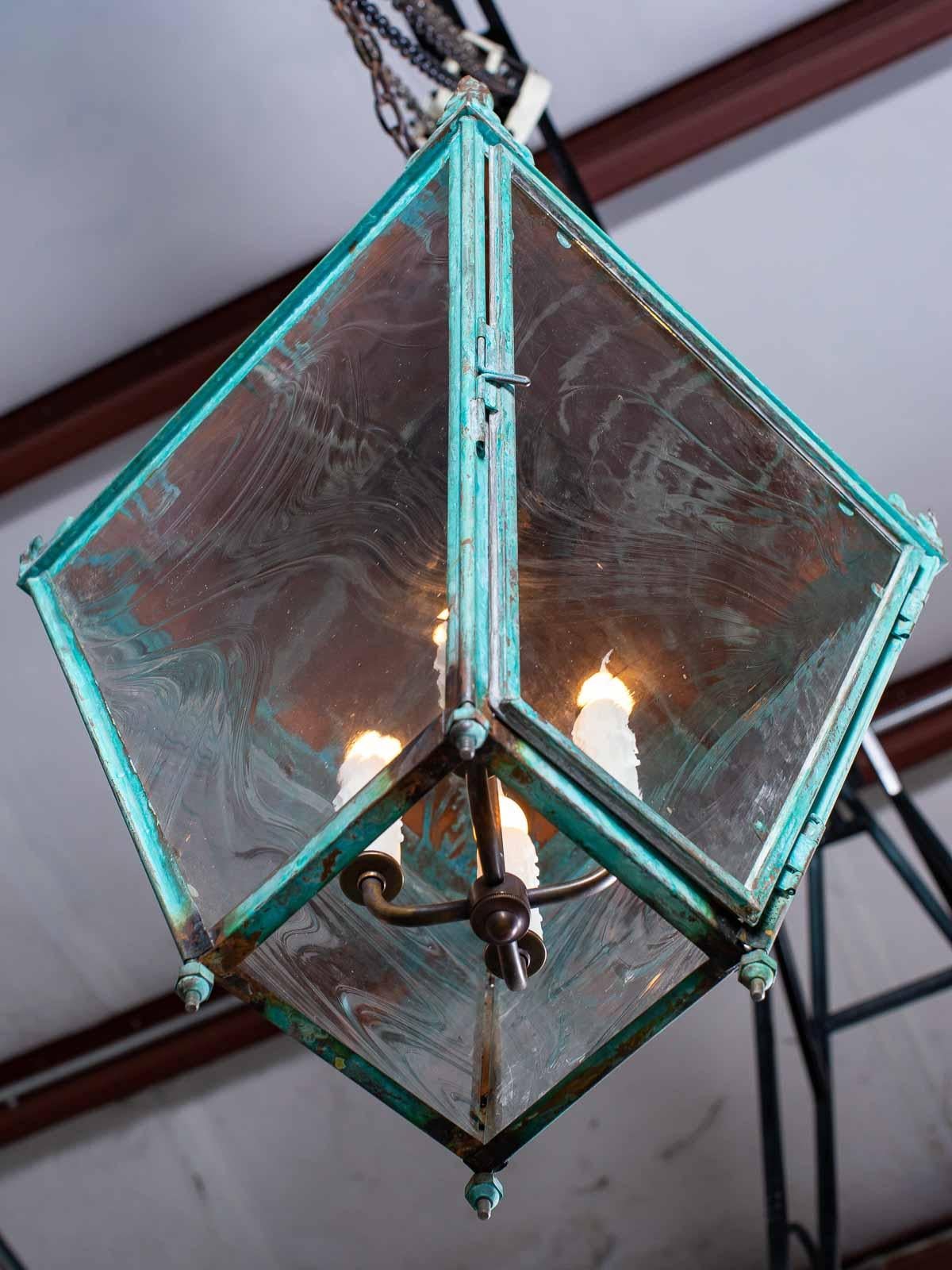 Antique English Copper Verdigris Lantern, circa 1890 6