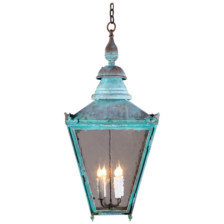 Antique English Copper Verdigris Lantern, circa 1890 at 1stDibs