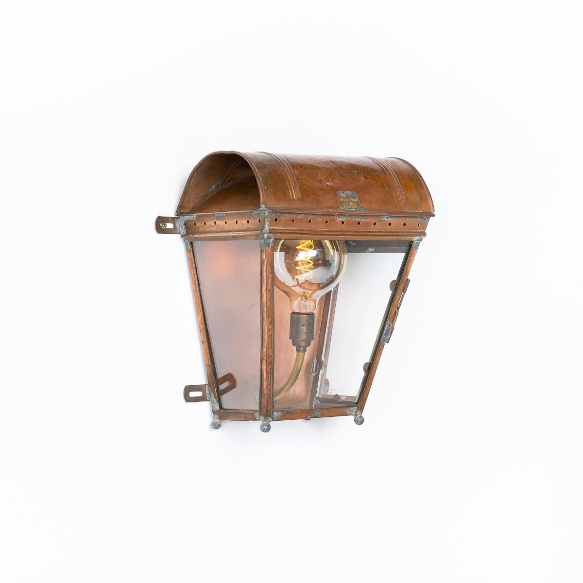 Victorian Antique English Copper Wall Lantern by Foster & Pullen