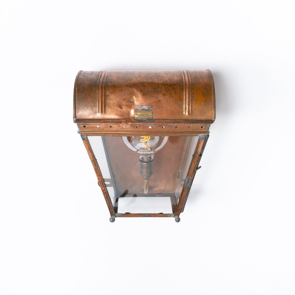 Antique English Copper Wall Lantern by Foster & Pullen 1