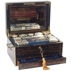 Antique English Coromandel and Silver Dressing Case by Leuchars, 19th Century