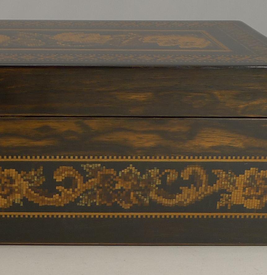 Antique English Coromandel and Tunbridge Ware Box, circa 1850 In Good Condition In Bath, GB