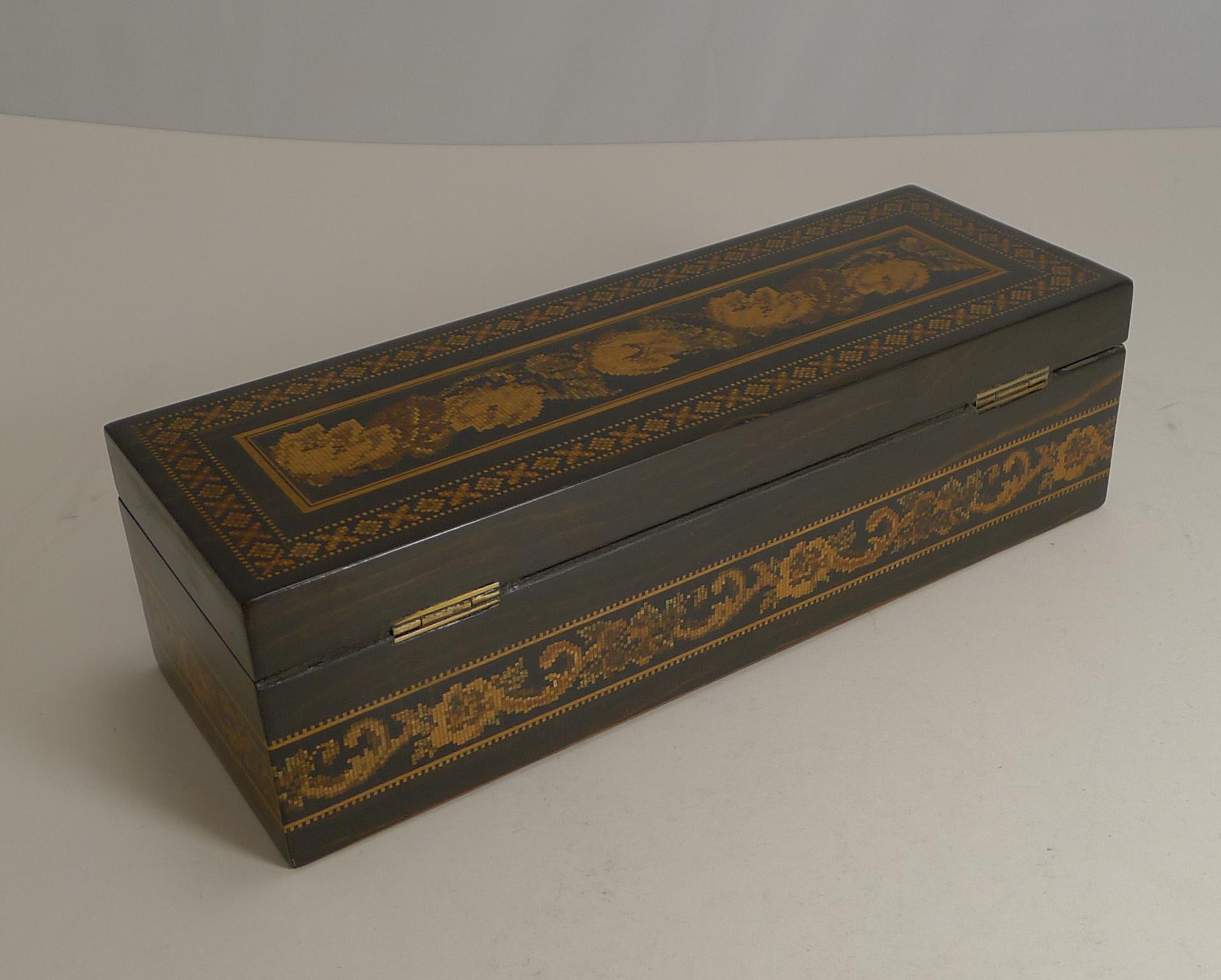 Mid-19th Century Antique English Coromandel and Tunbridge Ware Box, circa 1850