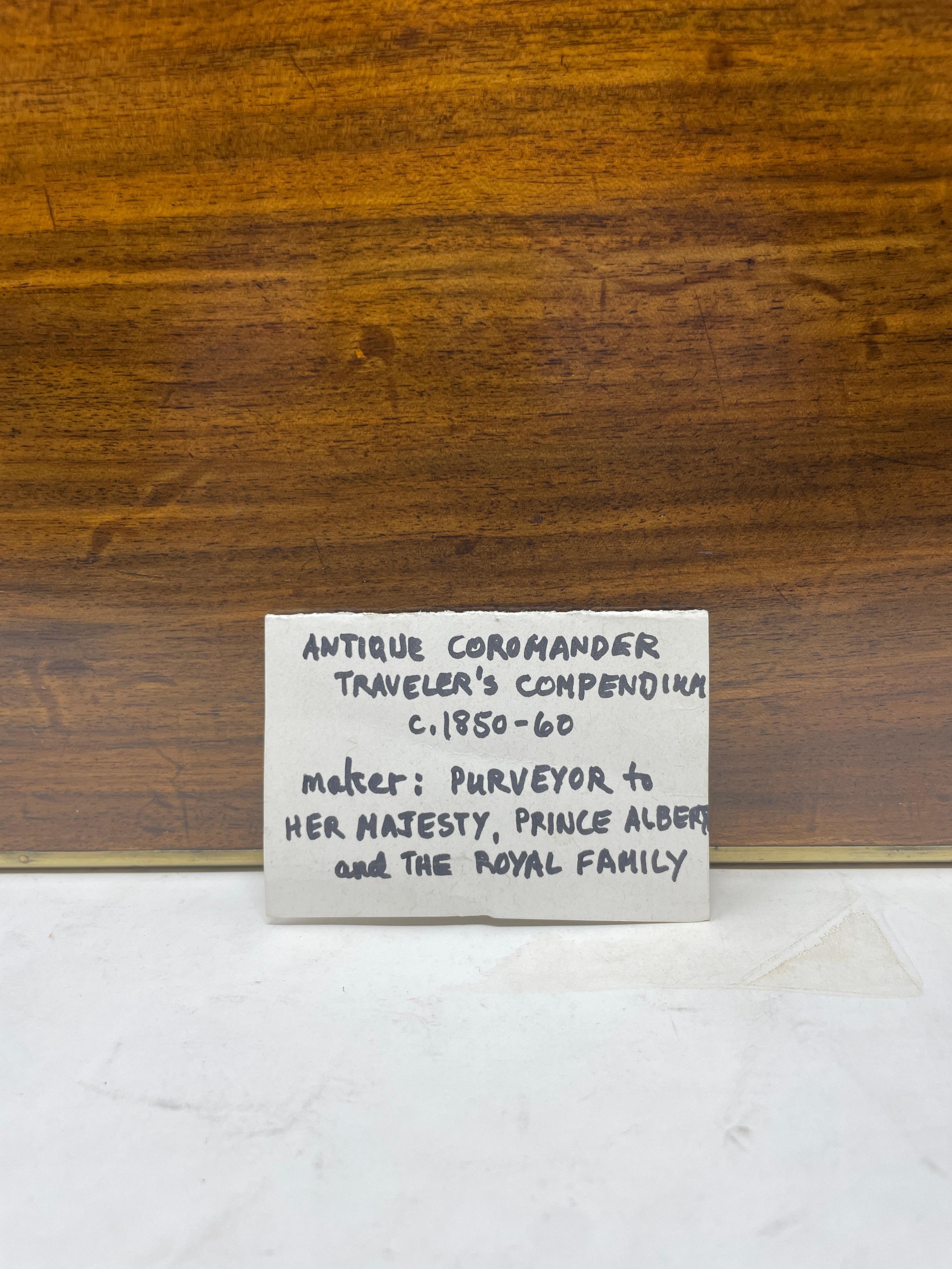 Antique English Coromandel Fitted Traveler's Box Compendium, Circa 1850-1860 For Sale 12